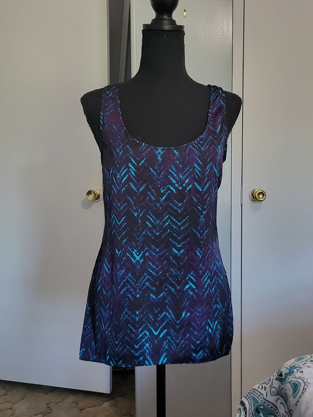 Express Purple & Teal Chevron-Pattern Tank Top
